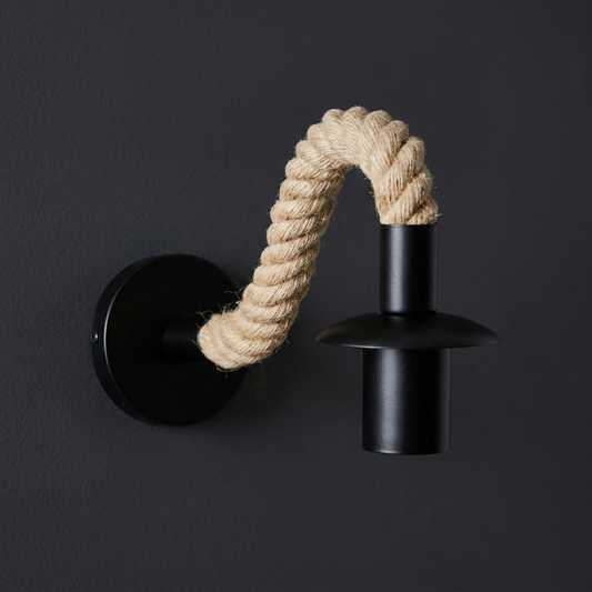 Hemp rope wall sconce with no bulb fitted